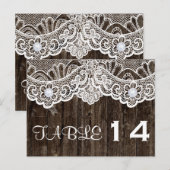 witte kant, oude houten trouwtafel nummer briefkaart (Voorkant / Achterkant)