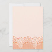 Witte kant & parels bruiloft koraal repetitie dine kaart (Achterkant)