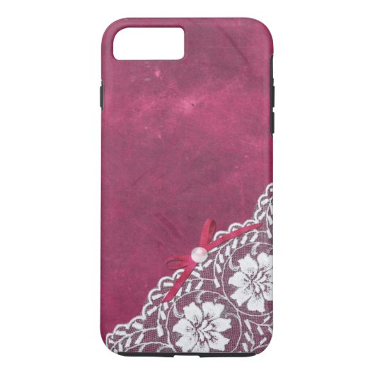 Witte kant + parels op roze achtergrond Case-Mate iPhone case (Achterkant)