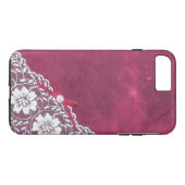 Witte kant + parels op roze achtergrond Case-Mate iPhone case (Achterkant (Horizontaal))