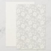 Witte kant patroon op grijze achtergrond briefpapier (Voorkant / Achterkant)