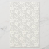 Witte kant patroon op grijze achtergrond briefpapier (Voorkant)