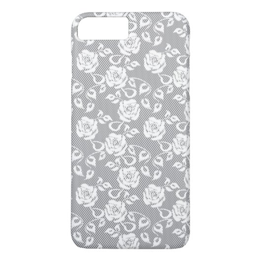 Witte kant patroon op grijze achtergrond Case-Mate iPhone case (Achterkant)