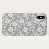 Witte kant patroon op grijze achtergrond Case-Mate iPhone case (Achterkant (horizontaal))