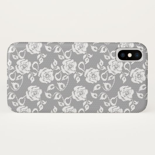 Witte kant patroon op grijze achtergrond Case-Mate iPhone case (Achterkant (horizontaal))