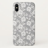 Witte kant patroon op grijze achtergrond Case-Mate iPhone case (Achterkant)