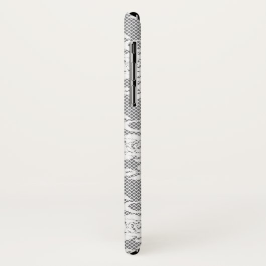 Witte kant patroon op grijze achtergrond Case-Mate iPhone case (Achterkant/links)