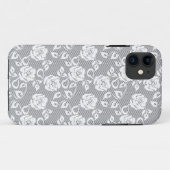 Witte kant patroon op grijze achtergrond Case-Mate iPhone case (Achterkant (horizontaal))