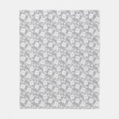 Witte kant patroon op grijze achtergrond fleece deken (Voorkant)