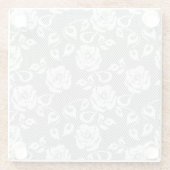 Witte kant patroon op grijze achtergrond glazen onderzetter (Achterkant)