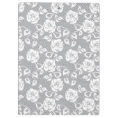 Witte kant patroon op grijze achtergrond klembord (Achterkant)