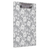 Witte kant patroon op grijze achtergrond klembord (Rechts)