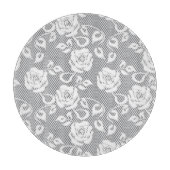 Witte kant patroon op grijze achtergrond snijplank (Voorkant)