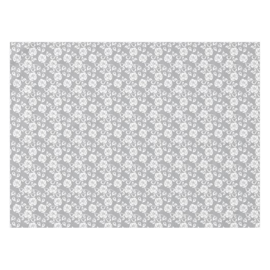 Witte kant patroon op grijze achtergrond tafelkleed (Voorkant (Horizontaal))