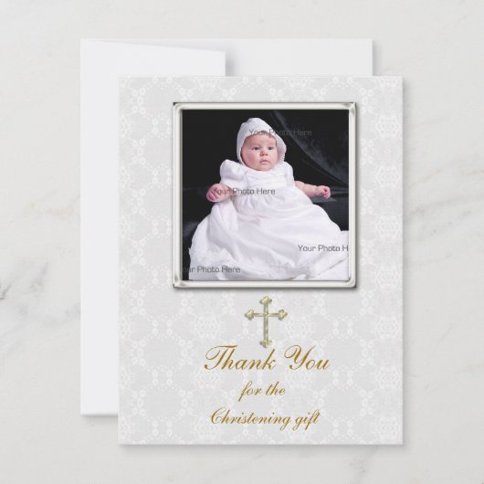 Witte Kant Religieuze Fotokaart Bedankkaart (Voorkant)