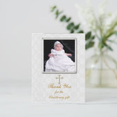 Witte Kant Religieuze Fotokaart Bedankkaart (Staand voorkant)