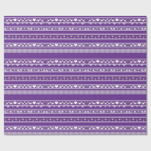 Witte kant Romantische kant Decor Elegant Paarse Cadeaupapier (Vlak)