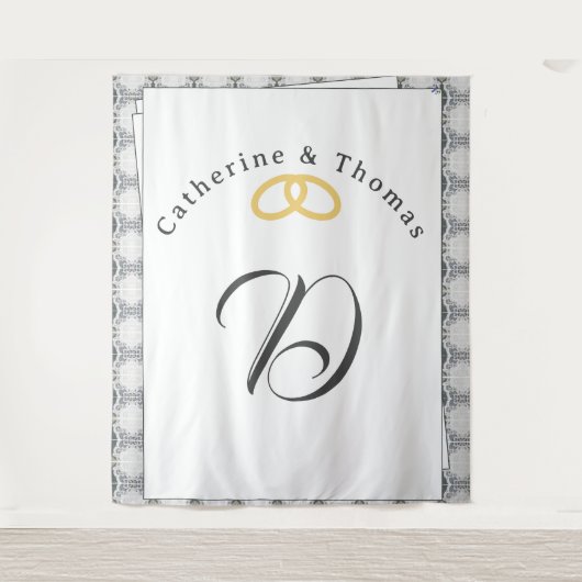 Witte Kant & Roos bladeren bruiloft Wandkleed (Voorkant)