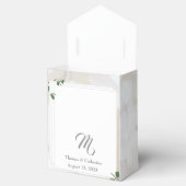 Witte Kant & Roos bladeren Monogram Bedankdoosjes (Geopend)