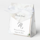 Witte Kant & Roos bladeren Monogram Bedankdoosjes (Voorkant Zijde)