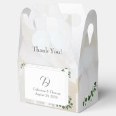 Witte Kant & Roos bladeren Monogram Bedankdoosjes (Geopend)