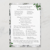 Witte kant & Roos bladeren nuptiale massa Programmakaart (Achterkant)