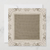 Witte kant roze boog & jute bruiloft uitnodigingen (Achterkant)