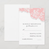 Witte Kant Roze Huwelijk RSVP (Voorkant / Achterkant)