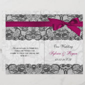 Witte kant, roze lintje boek vouwbaar Wedprogramma (Voorkant / Achterkant)