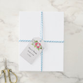Witte Kant Roze Pioenrozen Favor Gift Label Cadeaulabel (Met Touw)