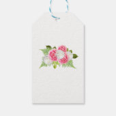 Witte Kant Roze Pioenrozen Favor Gift Label Cadeaulabel (Achterkant)