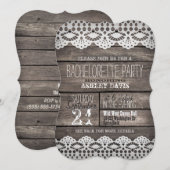 Witte kant; Rustiek Bruin Hout Bachelorette Party Kaart (Voorkant / Achterkant)