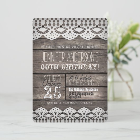 Witte kant, rustiek bruin hout volwassen tiener ve kaart (Staand voorkant)