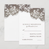  Witte Kant Rustieke bruiloft RSVP Kaartje (Voorkant / Achterkant)