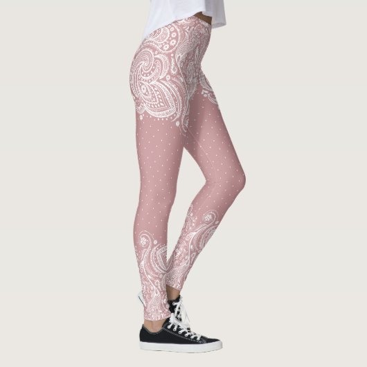 Witte kant & Stippen Girly Design Leggings (Rechts)