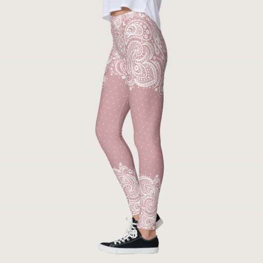 Witte kant & Stippen Girly Design Leggings (Links)