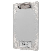 Witte kant suède elegante chique glam gepersonalis klembord (Links)