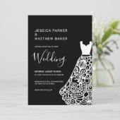 Witte Kant Trouwjurk Bruiloft Kaart (Staand voorkant)