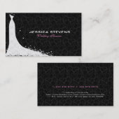 Witte kant trouwjurk op zwart visitekaartje (Voorkant / Achterkant)