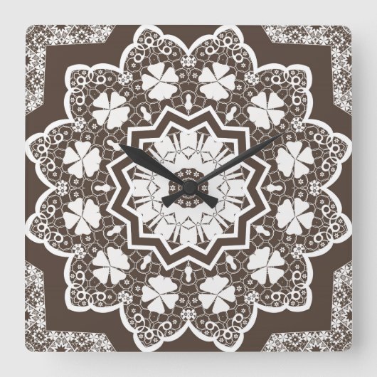 Witte kant vierkante klok (Voorkant)