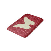 Witte kant vlinder op rode glitter badmat (Gekanteld)