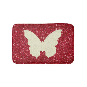 Witte kant vlinder op rode glitter badmat