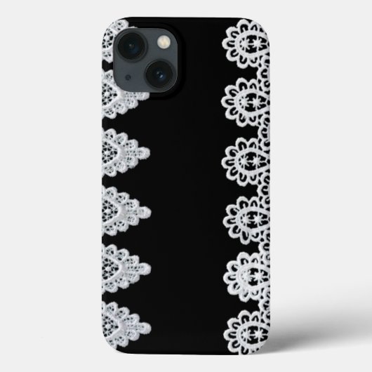 Witte kant vormt een delicate grens tegen zwart Case-Mate iPhone case (Achterkant)