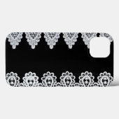 Witte kant vormt een delicate grens tegen zwart Case-Mate iPhone case (Achterkant (horizontaal))