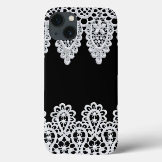 Witte kant vormt een delicate grens tegen zwart Case-Mate iPhone case (Achterkant)