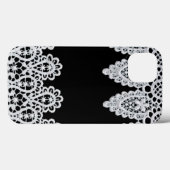 Witte kant vormt een delicate grens tegen zwart Case-Mate iPhone case (Achterkant (horizontaal))