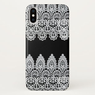 Witte kant vormt een delicate grens tegen zwart Case-Mate iPhone case