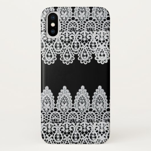 Witte kant vormt een delicate grens tegen zwart Case-Mate iPhone case (Achterkant)