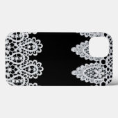 Witte kant vormt een delicate grens tegen zwart Case-Mate iPhone case (Achterkant (horizontaal))