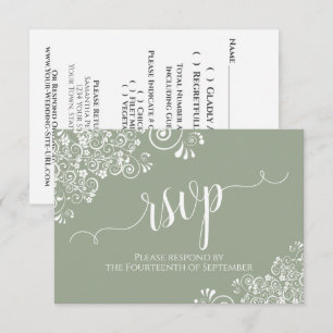 Witte Kant Werk Elegante Kalligrafie Huwelijk RSVP Kaartje
